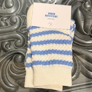 Urban Outfitters Blue and White Striped  Crew Socks